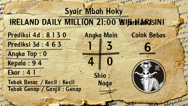 Prediksi Ireland Daily Million 21:00 WIB