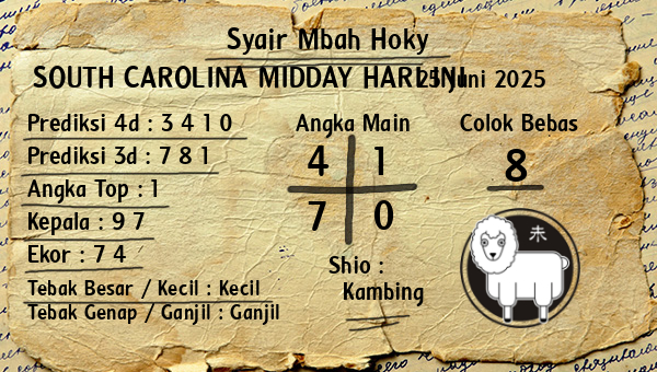 Prediksi South Carolina Midday