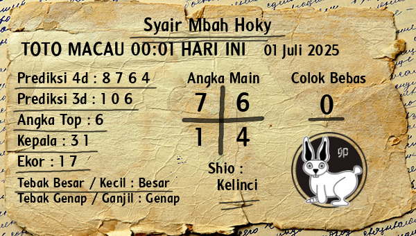 Prediksi Toto Macau 00:01