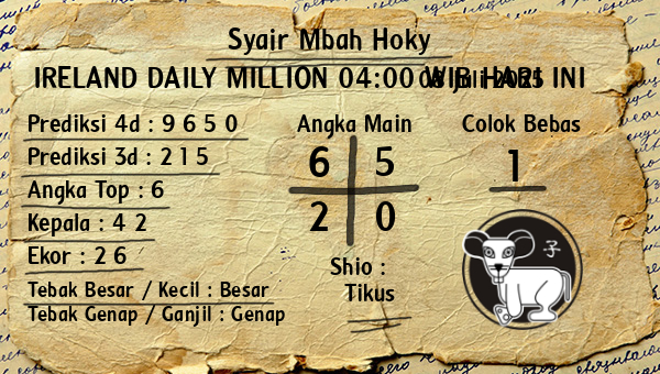 Prediksi Ireland Daily Million 04:00 WIB