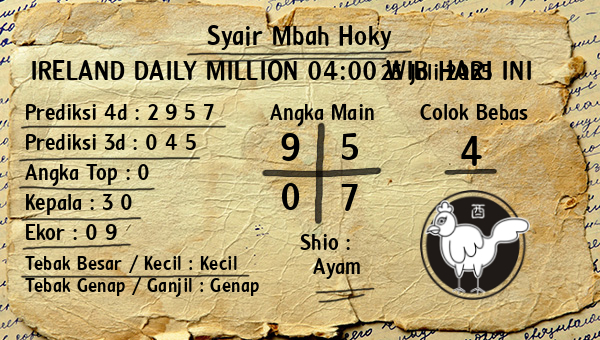 Prediksi Ireland Daily Million 04:00 WIB