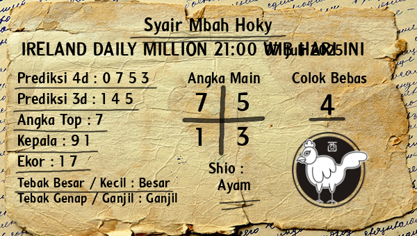 Prediksi Ireland Daily Million 21:00 WIB