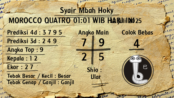Prediksi Morocco Quatro 01:01 WIB