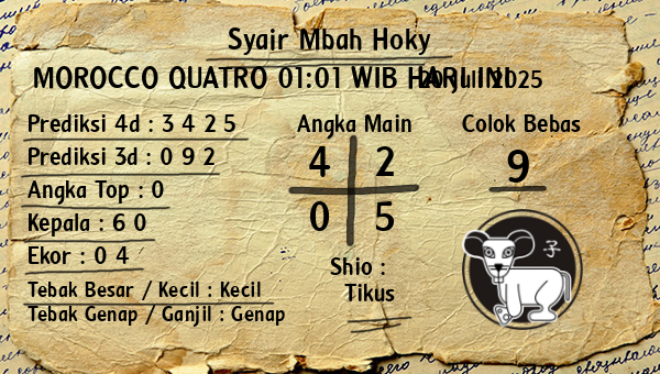 Prediksi Morocco Quatro 01:01 WIB