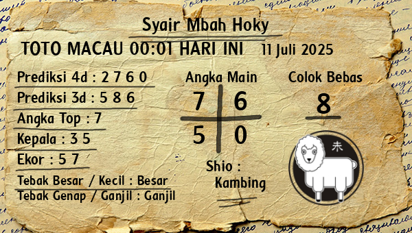 Prediksi Toto Macau 00:01