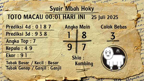 Prediksi Toto Macau 00:01