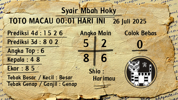 Prediksi Toto Macau 00:01