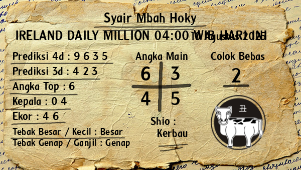 Prediksi Ireland Daily Million 04:00 WIB