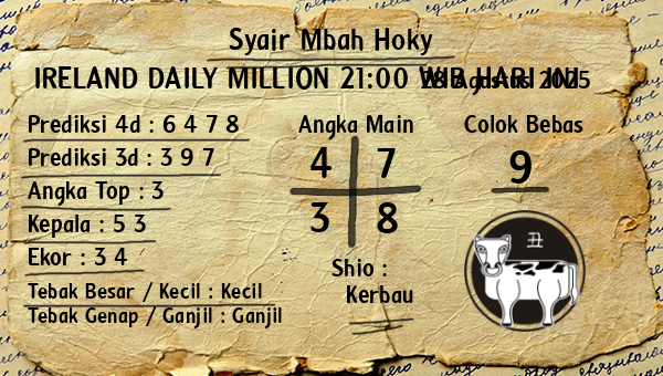 Prediksi Ireland Daily Million 21:00 WIB