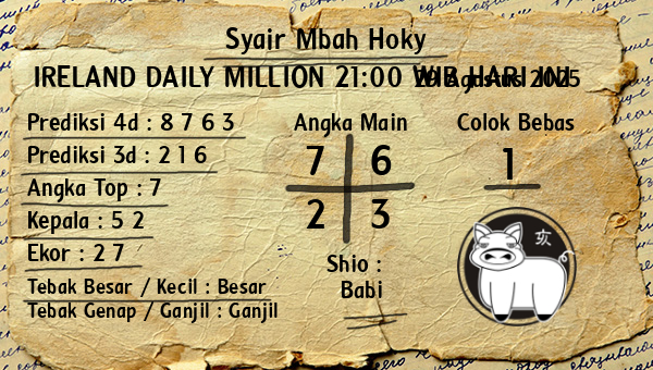Prediksi Ireland Daily Million 21:00 WIB
