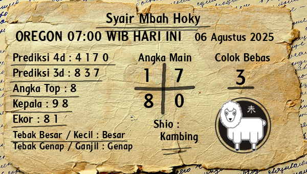 Prediksi Oregon 07:00 WIB