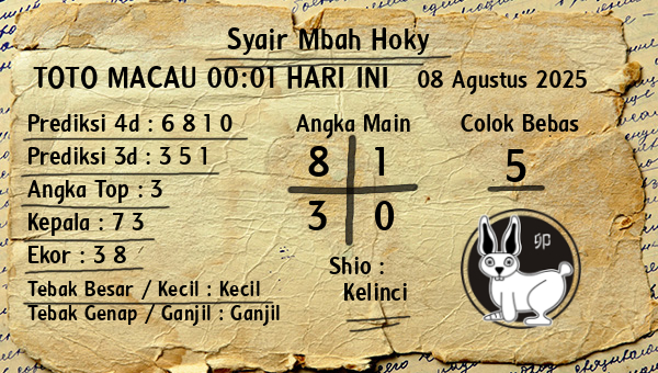 Prediksi Toto Macau 00:01