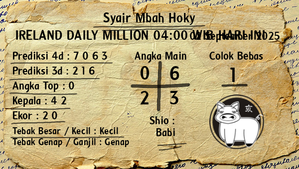 Prediksi Ireland Daily Million 04:00 WIB