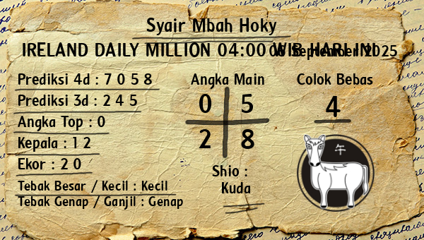 Prediksi Ireland Daily Million 04:00 WIB