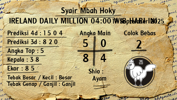 Prediksi Ireland Daily Million 04:00 WIB
