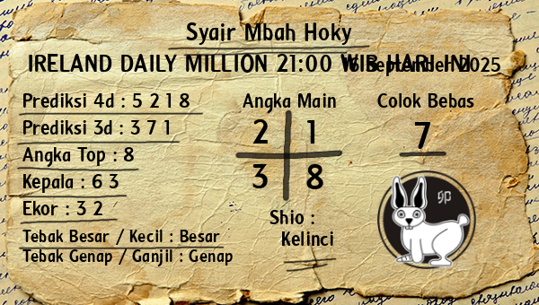 Prediksi Ireland Daily Million 21:00 WIB