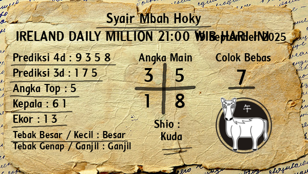 Prediksi Ireland Daily Million 21:00 WIB