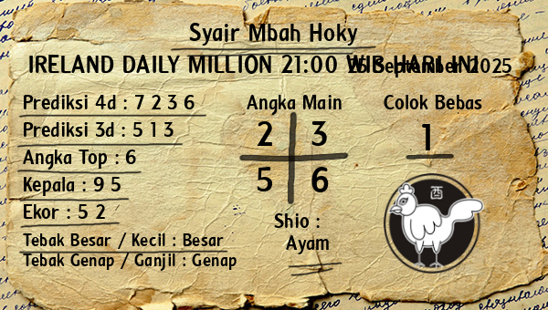 Prediksi Ireland Daily Million 21:00 WIB