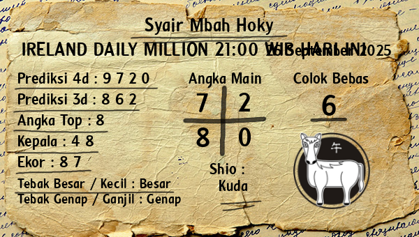Prediksi Ireland Daily Million 21:00 WIB
