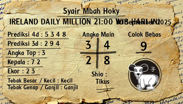 Prediksi Ireland Daily Million 21:00 WIB