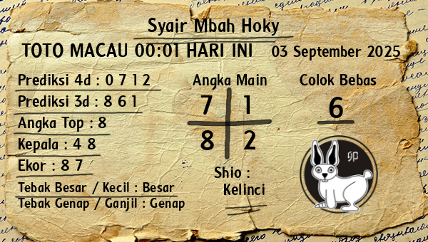 Prediksi Toto Macau 00:01
