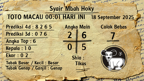 Prediksi Toto Macau 00:01