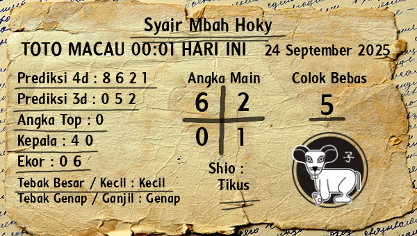 Prediksi Toto Macau 00:01