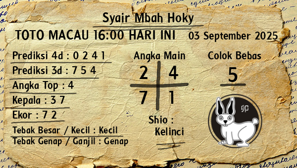 Prediksi Toto Macau 16:00