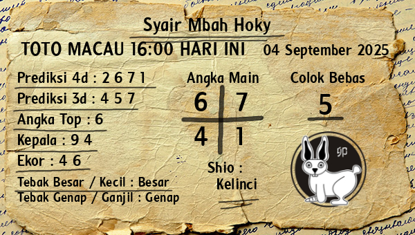 Prediksi Toto Macau 16:00