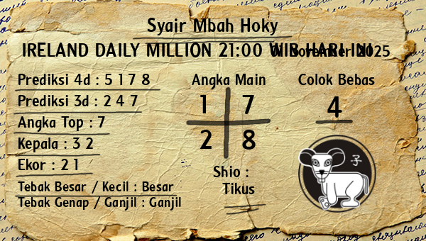 Prediksi Ireland Daily Million 21:00 WIB
