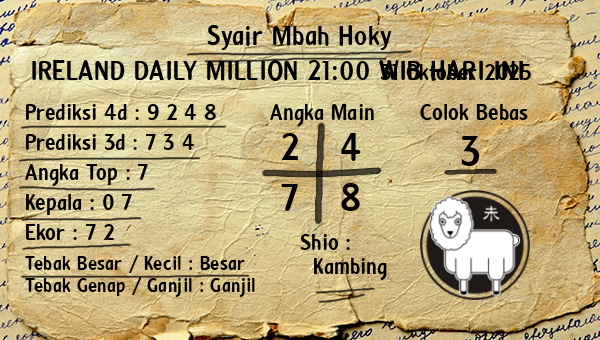 Prediksi Ireland Daily Million 21:00 WIB