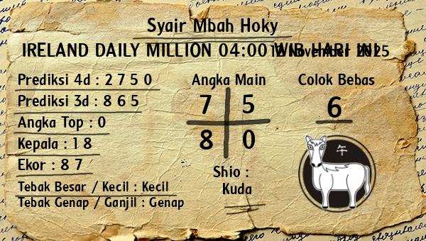 Prediksi Ireland Daily Million 04:00 WIB