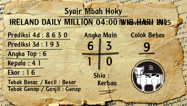 Prediksi Ireland Daily Million 04:00 WIB