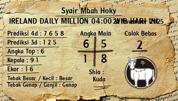 Prediksi Ireland Daily Million 04:00 WIB