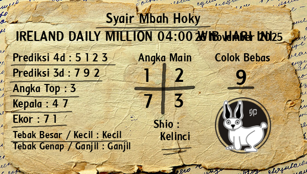 Prediksi Ireland Daily Million 04:00 WIB