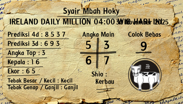Prediksi Ireland Daily Million 04:00 WIB