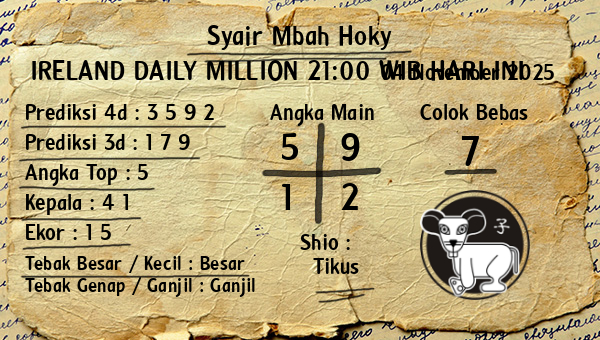 Prediksi Ireland Daily Million 21:00 WIB