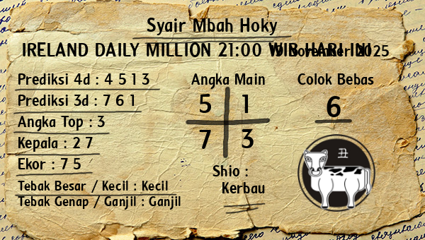 Prediksi Ireland Daily Million 21:00 WIB