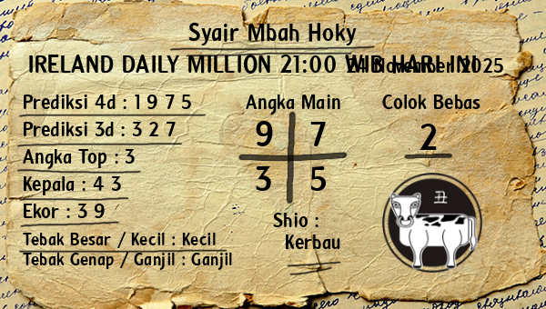 Prediksi Ireland Daily Million 21:00 WIB