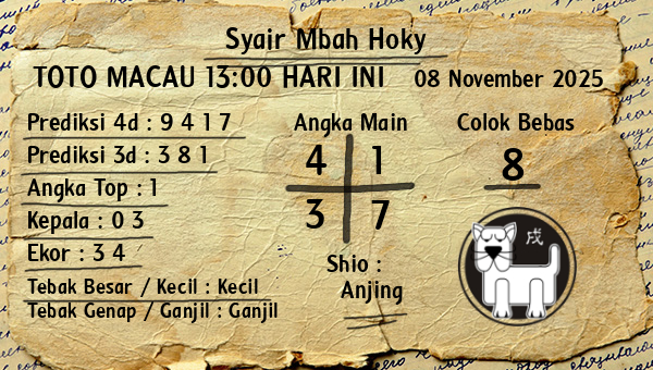 Prediksi Toto Macau 13:00