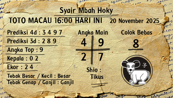 Prediksi Toto Macau 16:00