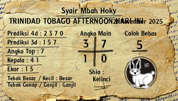 Prediksi Trinidad Tobago Afternoon