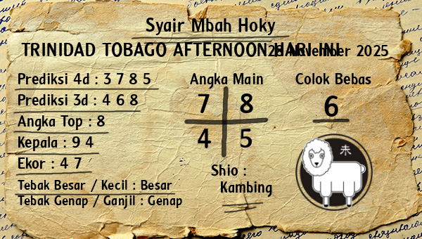 Prediksi Trinidad Tobago Afternoon