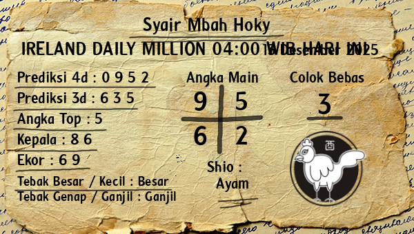 Prediksi Ireland Daily Million 04:00 WIB
