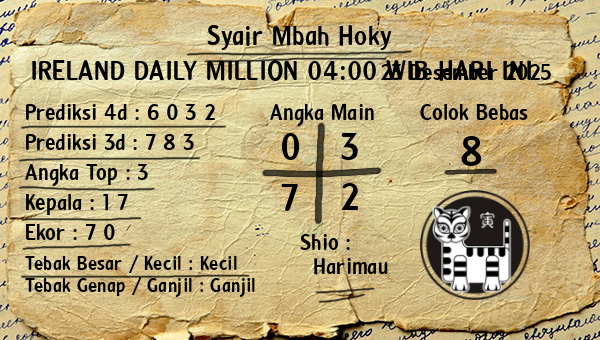 Prediksi Ireland Daily Million 04:00 WIB