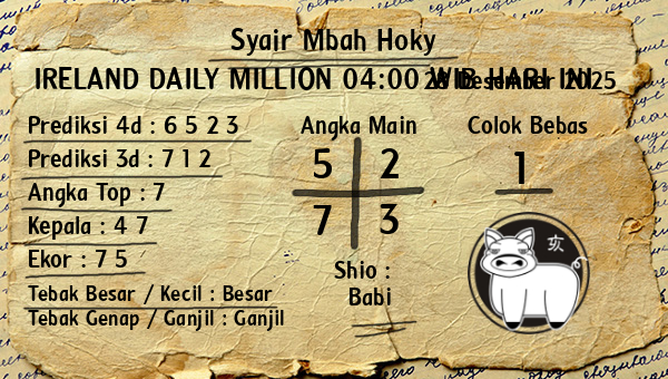 Prediksi Ireland Daily Million 04:00 WIB