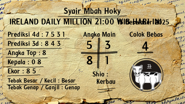 Prediksi Ireland Daily Million 21:00 WIB
