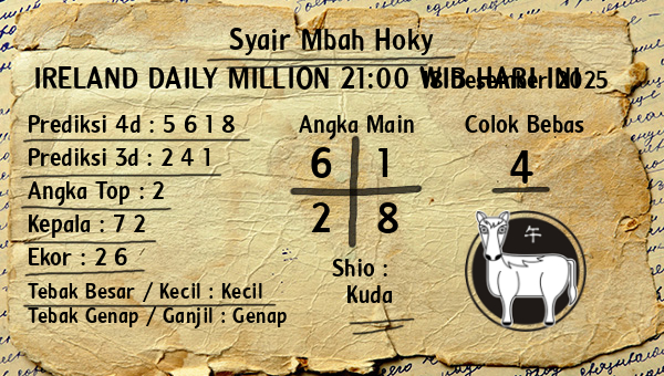 Prediksi Ireland Daily Million 21:00 WIB