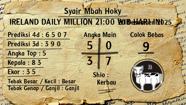 Prediksi Ireland Daily Million 21:00 WIB