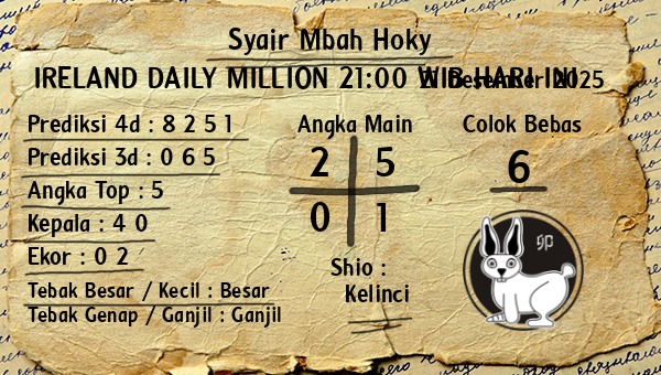Prediksi Ireland Daily Million 21:00 WIB